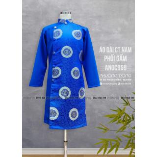 Áo Dài Cách Tân Nam Gấm Và Phối Gấm ANGC969